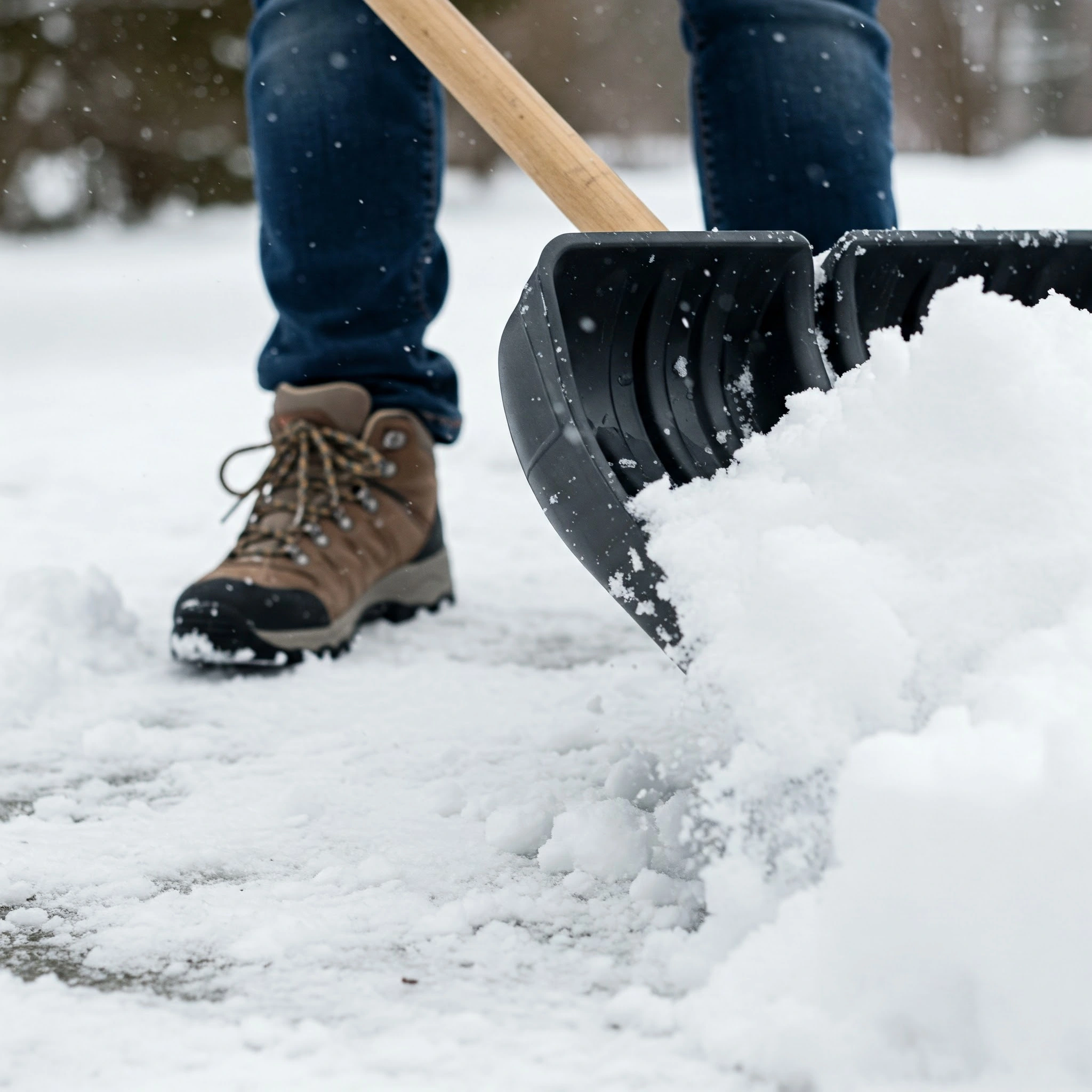 Snow shovelling during winter